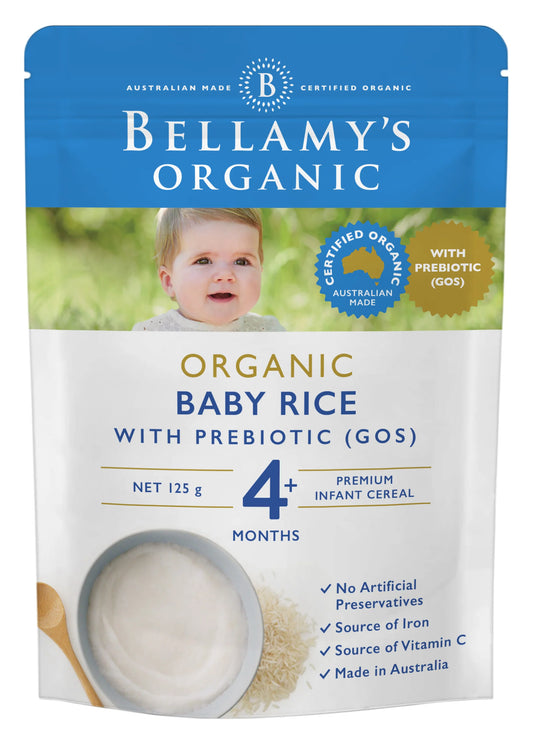 (  5x125g  ) Bellamy's Organic Baby Rice with Prebiotic (GOS) 4+ Months 125g